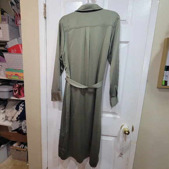 DKNY Olive Green Shirt Dress Womens Size 12 - Picture 7 of 7